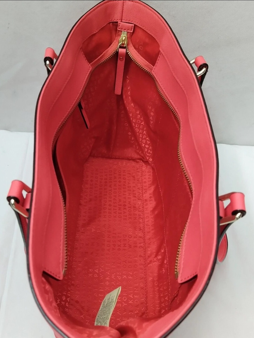 Kate Spade New York Hot Pink Leather Double Handles Tote Bag NWOT - Picture 7 of 12